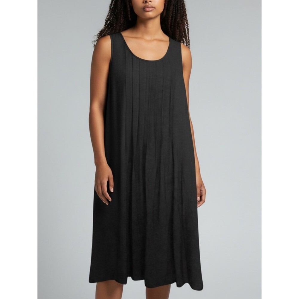 Calvin Klein Women's Black Sleeveless Pleated Mini Dress